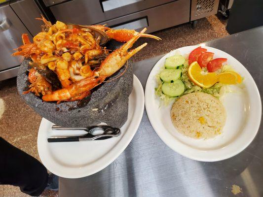A delicious  Molcajete de MARISCOS