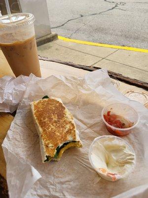 Vegan breakfast burrito and Salted Carmel iced coffee!!! this is my new goto in the morning