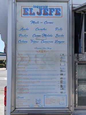 The Menu as of June, 2021