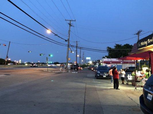 Corner of Davis & Gilpin in the Mixing Bowl parking lot.
