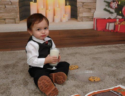 Max realized the milk was fake! Haha. Thanks Cassie for capturing this moment!