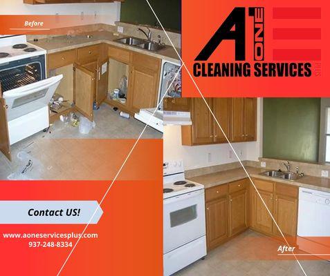 Before: Greasy, cluttered mess.
After: Spotless, fresh, and inviting!