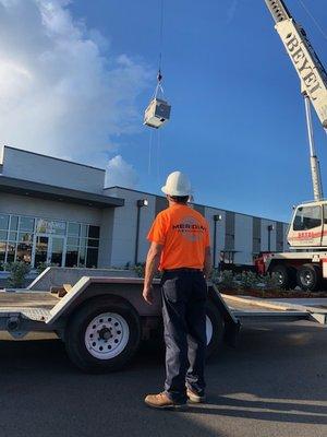 Commercial roof top HVAC unit installation