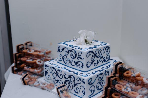 Every person got a box of mini donuts with their name on it!!!! I also passed donuts around to all my guests!!!