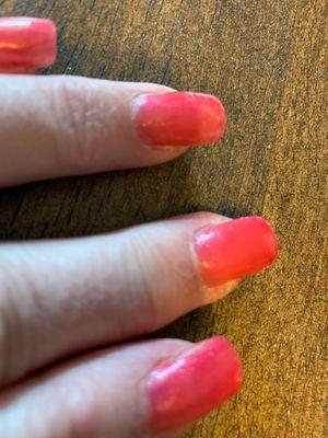 Minutes after leaving salon polish peeling
