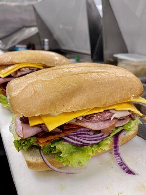 For meat lover ( turkey, roast beef and Ham )
The meat heat - extra bacon and cheese