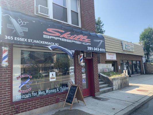 Front of the barber shop