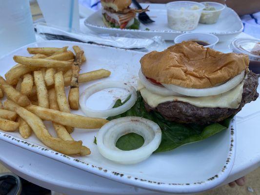 Cheeseburger and Old Bay fries