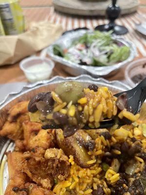 The black beans they gave you on the side was mix with the rice, and I must say that bite right there was Heaven YUMO!