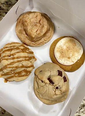 Biscoff, chunkerdoodle, pumpkin spice & chocolate chip