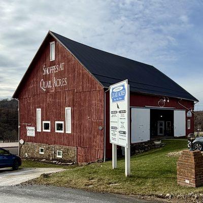 Barn with directory sign