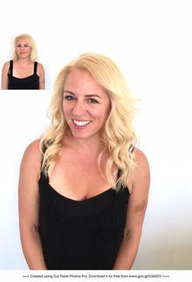 Golden tresses added for length and volume on this beauty.