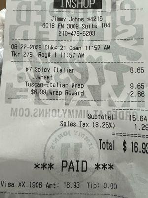 The original receipt of purchase. I will never go back to any JJ.