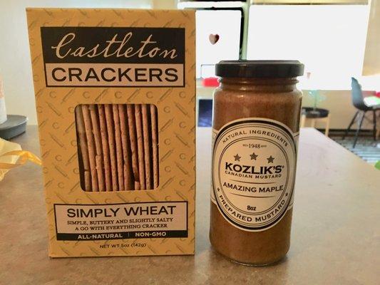 Vermont Artisan Wheat Crackers and Authentic Canadian Maple Mustard