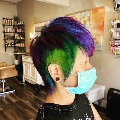 Rainbow's for the win! cut, color & style by new Wild Orange Salon Owner Rachel Helzer @hairbyhelzer
