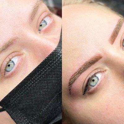 Powder brows and eyeliner