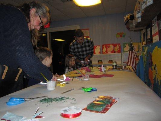 Parent/child ornament making for the Giving Tree!