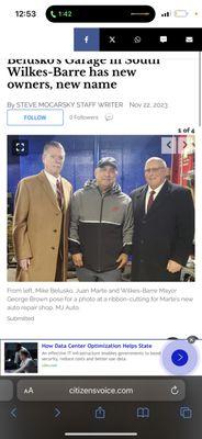 Newspaper with the Mayor and City Council of Wilkes Barre