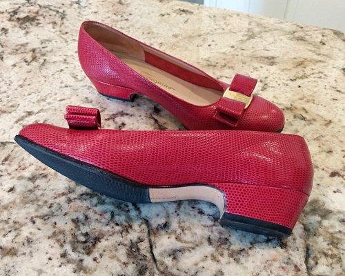 Beautiful job of new soles and heels on these $400 designer shoes!