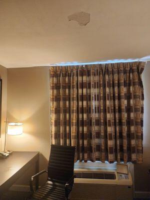 Plaster falling from ceiling.