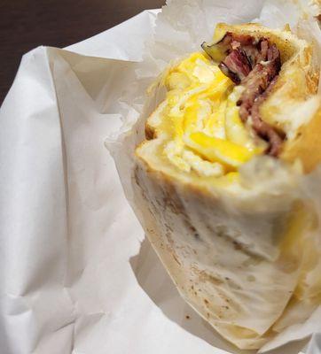 Bacon egg and cheese on kaiser roll. Awesome!