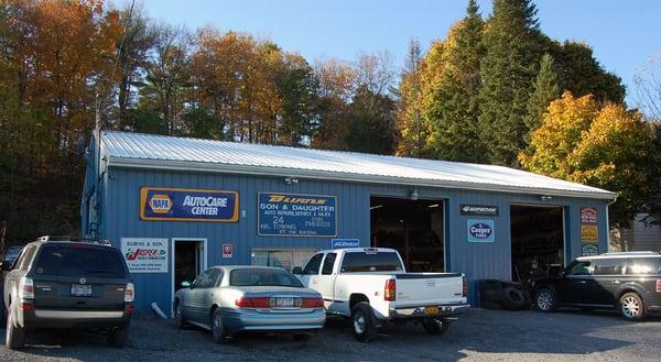 front of Burns + Sons Auto Repair & AAA Towing in Ravena