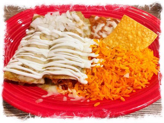 Chicken Enchiladas with Verde Sauce (lunch special/portion)