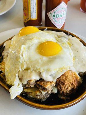 Chicken fried steak and potatoes