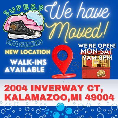 our new location: 2004 Inverway Ct Kalamazoo,MI 49009
