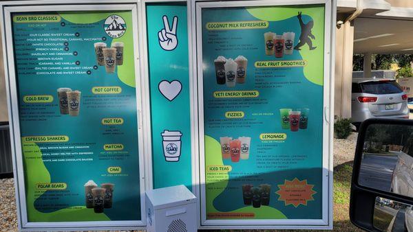 Bean Bro drive thru menu. Bean Bro is located inside the All In Credit Union.