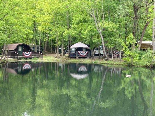 Some of the cabins are right next to one of the ponds. Nice view from the cabins looking out.