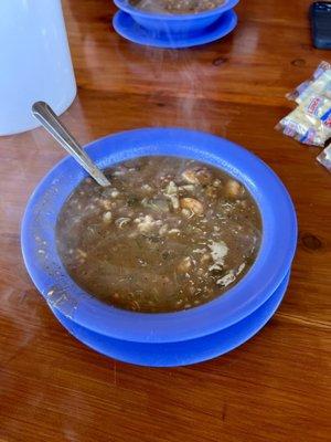 Gumbo!!!! Steaming hot for a cold day like this....48 degrees and windy