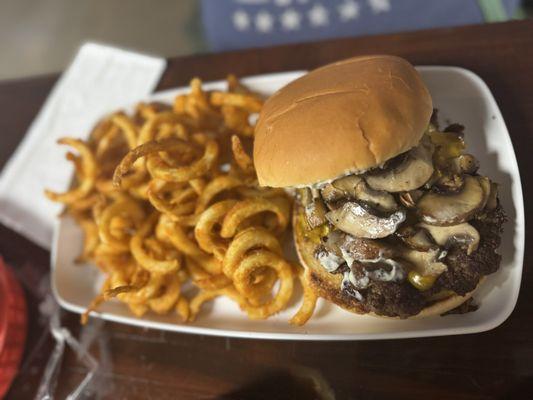 Mushroom Lover with LG Curly Fries