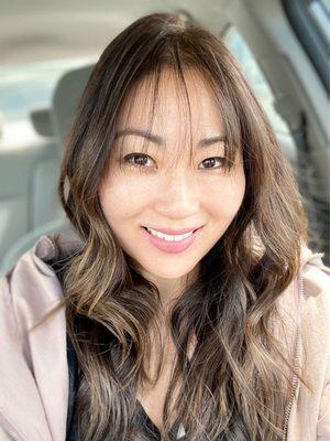 March 2023 Color- dark ash brown Haircut- 1st time cutting my bangs in years. Hairstylist- Diosa