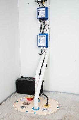 Three-pump system adjusts automatically to meet pumping requirements
Battery-powered pump protects from flooding during power outages.