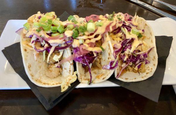 Spicy Asian Chicken Tacos (not hot, it's a sweet spicy)