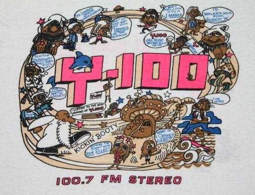 An original Kickin' Booty, Y-100 T-Shirt, 1974! (thanks to Allyson K)