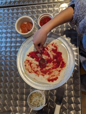 Make your own kids pizza, in progress