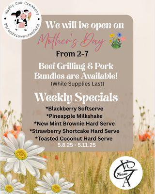 The Farm will be open on Mothers Day !
