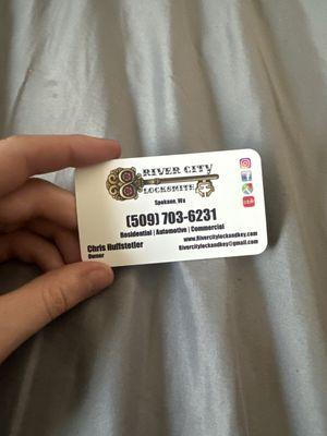 River City Locksmith business card