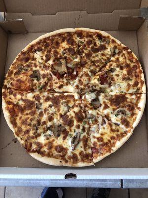 Sausage onion mushrooms green pepper large