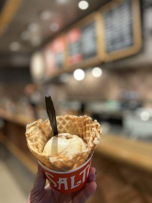 Sea salt with caramel ribbons + waffle bowl