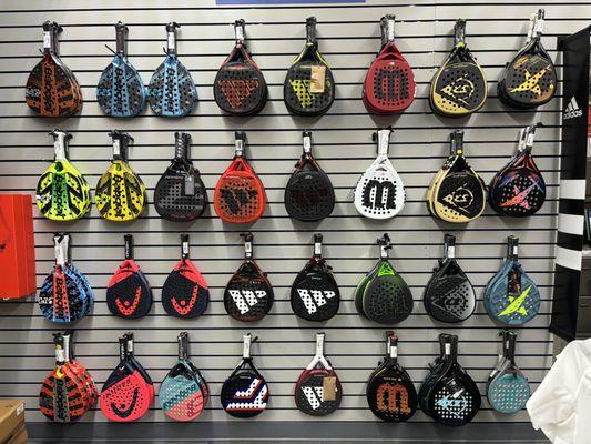 Padel paddles and balls from all major brands.