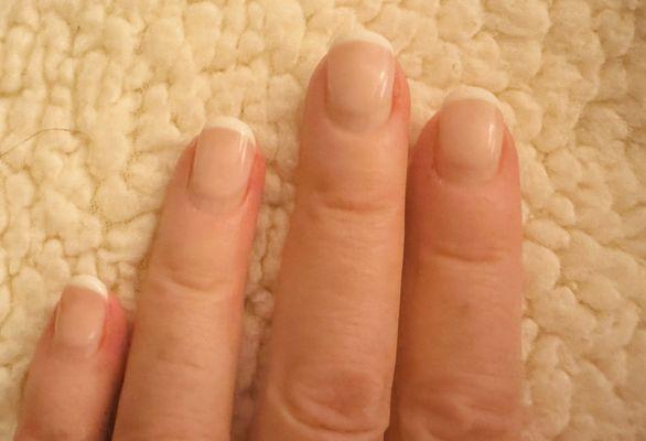 More than 4 weeks after French manicure at TLC , no lifting or breakage ,
