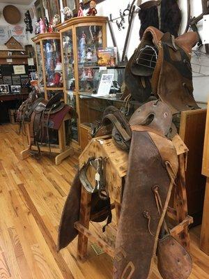Our western saddle display, chaps and various branding irons are part of this historic museum