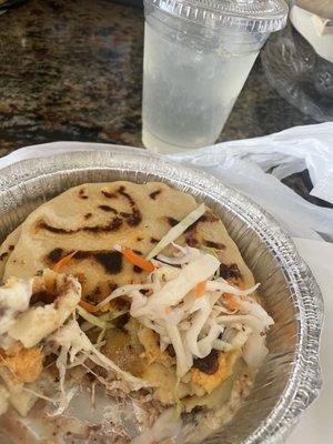 Bean and cheese pupusas, lemonade