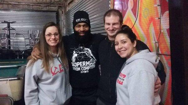 Coach Shewbert with CT Fletcher and Gainzters Brandee, Nicole