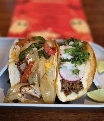 Fajita Chicken Taco & Short Rib Quesabirria Taco .. delicious!!