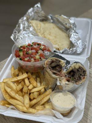 Beef shawarma and Shiraz salad