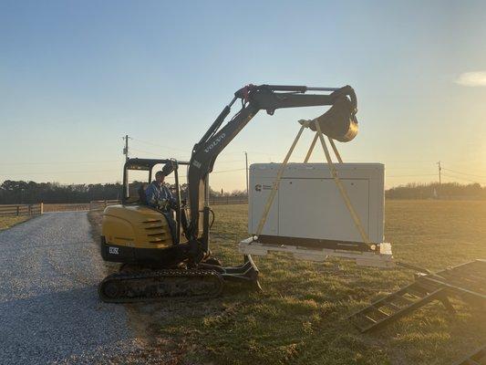Setting a Cummins generator in place